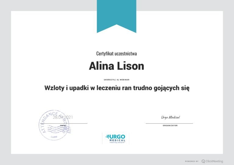 Certyfikat Alina Lison podolog